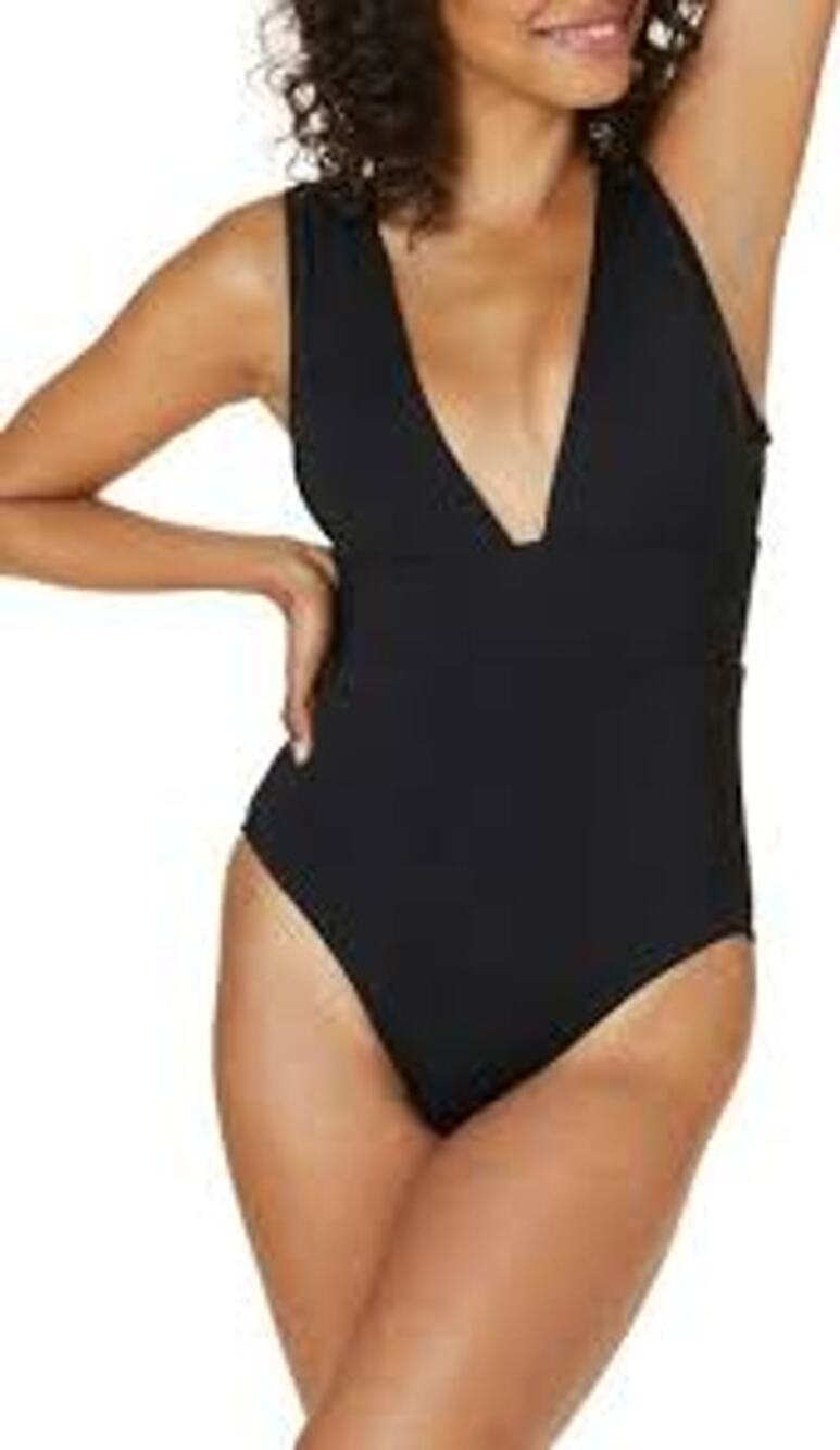 Andie Mykonos Plunge One Piece Swimsuit Womens Size XL Black